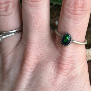 Black Opal Stacker Ring - Size 10.75