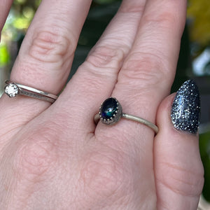 Black Opal Stacker Ring - Size 10.75