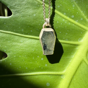 Prehnite Epidote Coffin Pendant