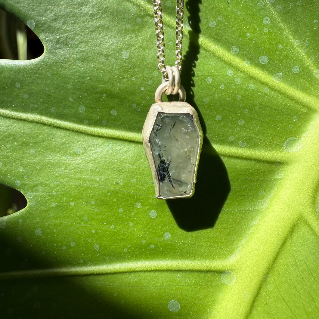 Prehnite Epidote Coffin Pendant