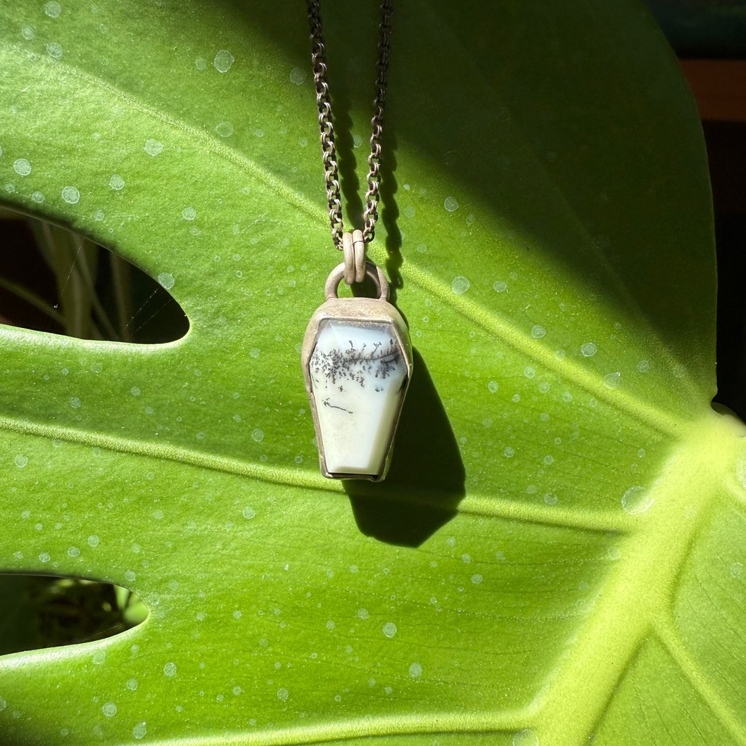 Dendrite Opal Coffin Pendant