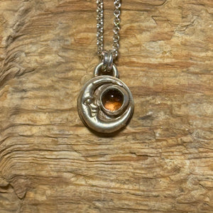 Smoky Quartz Crescent Moon Pendant