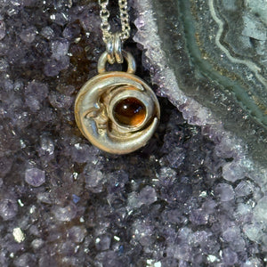 Smoky Quartz Crescent Moon Pendant