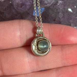 Green Kyanite Crescent Moon Pendant