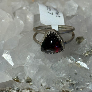 Garnet Double Band Ring - Size 7