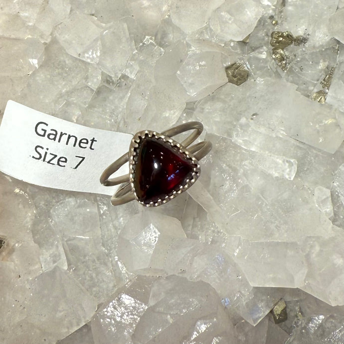 Garnet Double Band Ring - Size 7