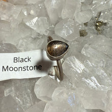 Load image into Gallery viewer, Black Moonstone Stacker Ring - Size 7.75