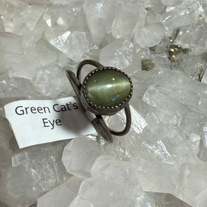 Green Cat's Eye Double Band Ring - Size 10.5