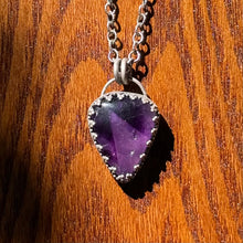 Load image into Gallery viewer, Trapiche Amethyst Inverted Teardrop Sterling Silver Pendant
