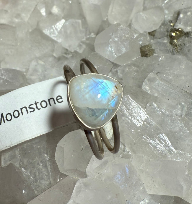 Moonstone Double Band Ring - Size 10.75