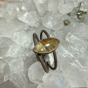 Rutilated Quartz Double Band Ring - Size 9