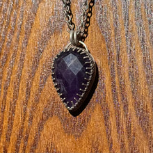 Load image into Gallery viewer, Rose Cut Amethyst Inverted Teardrop Sterling Silver Pendant