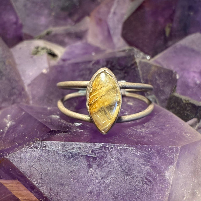 Rutilated Quartz Double Band Ring - Size 9