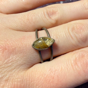 Rutilated Quartz Double Band Ring - Size 9
