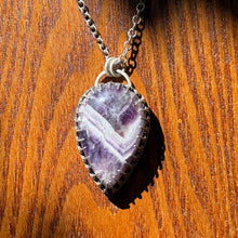 Load image into Gallery viewer, Chevron Amethyst Inverted Teardrop Sterling Silver Pendant