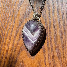 Load image into Gallery viewer, Chevron Amethyst Inverted Teardrop Sterling Silver Pendant