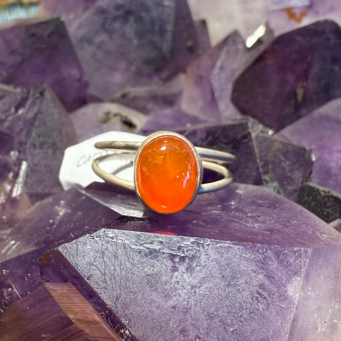 Carnelian Double Band Ring - Size 9.75