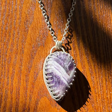 Load image into Gallery viewer, Chevron Amethyst Inverted Teardrop Sterling Silver Pendant