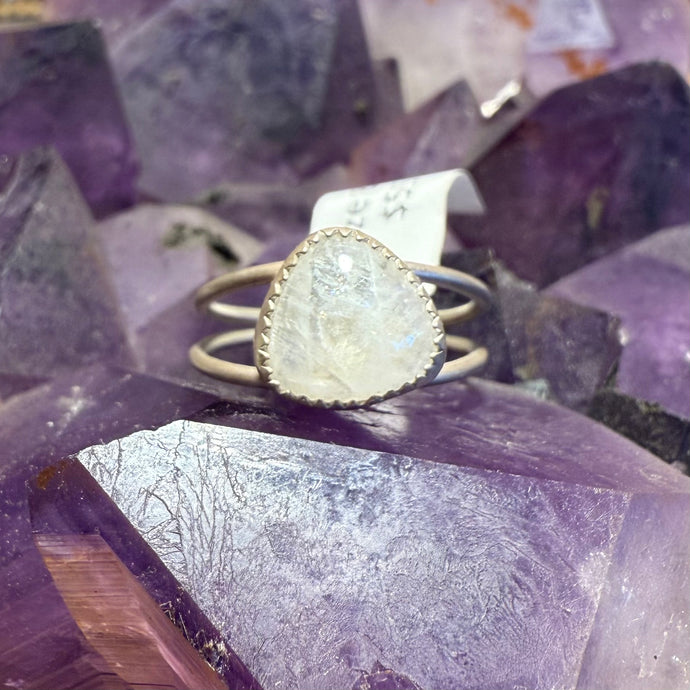 Moonstone Double Band Ring - Size 8.5