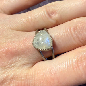 Moonstone Double Band Ring - Size 8.5