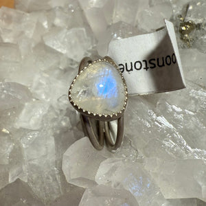 Moonstone Double Band Ring - Size 8.5