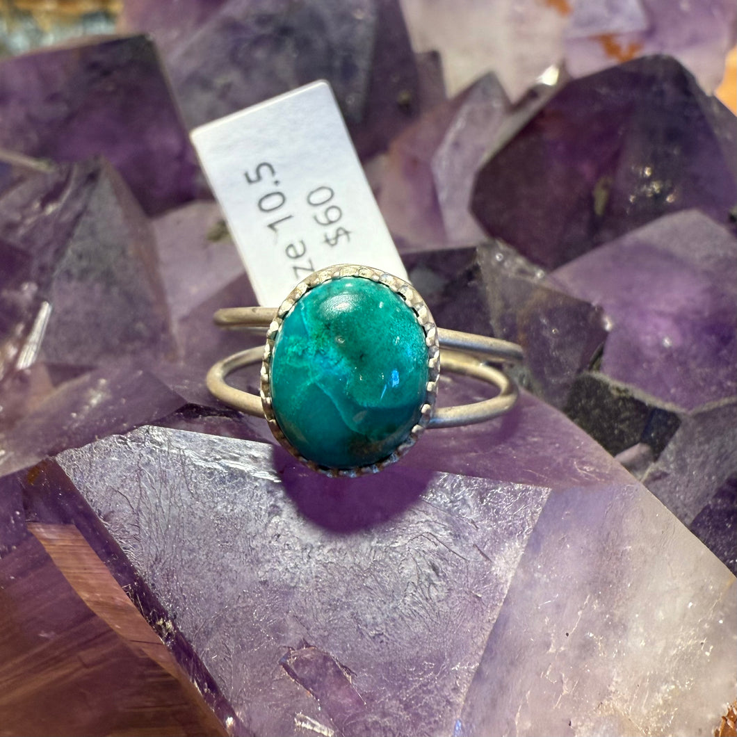 Chrysocolla Double Band Ring - Size 10.5