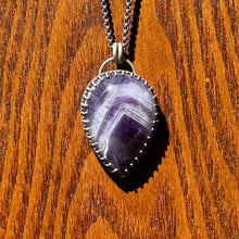 Load image into Gallery viewer, Chevron Amethyst Teardrop Sterling Silver Pendant