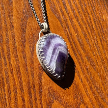Load image into Gallery viewer, Chevron Amethyst Teardrop Sterling Silver Pendant