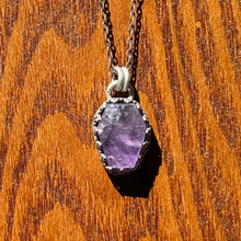 Load image into Gallery viewer, Amethyst Coffin Sterling Silver Pendant with Crown Setting