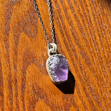 Load image into Gallery viewer, Amethyst Coffin Sterling Silver Pendant with Crown Setting