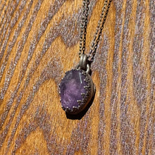 Load image into Gallery viewer, Amethyst Coffin Sterling Silver Pendant with Crown Setting
