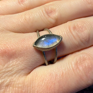 Labradorite Double Band Ring - Size 7