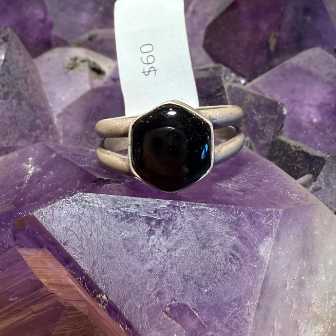 Onyx Double Band Ring - Size 9.25