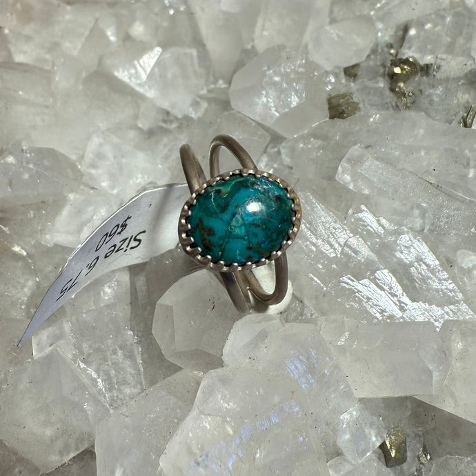 Chrysocolla Double Band Ring - Size 6.75