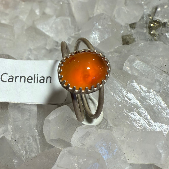 Carnelian Double Band Ring - Size 9.25