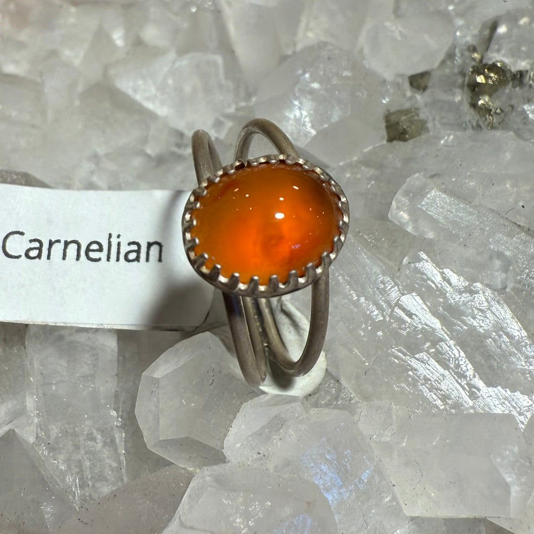 Carnelian Double Band Ring - Size 9.25