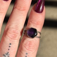 Load image into Gallery viewer, Amethyst Hexagon Double Band Ring - Size 4.75