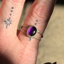 Load image into Gallery viewer, Amethyst Crown Double Band Ring - Size 8.75