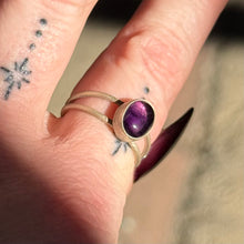 Load image into Gallery viewer, Amethyst Double Band Ring - Size 10.25