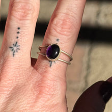 Load image into Gallery viewer, Amethyst Double Band Ring - Size 8.25