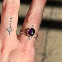Load image into Gallery viewer, Amethyst Double Band Ring - Size 8.25