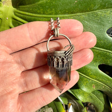 Load image into Gallery viewer, Garden Quartz Skeleton Hand Pendant
