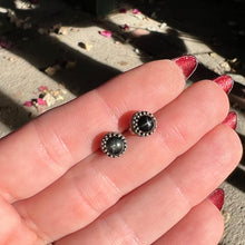Load image into Gallery viewer, Black Star Diopside Post Earrings