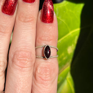 Garnet Marquise Double Band Ring - Size 4.75