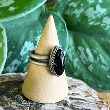 Load image into Gallery viewer, Marquise Black Star Diopside Statement Ring - Size 8.5