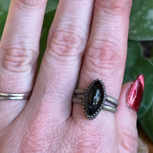 Load image into Gallery viewer, Marquise Black Star Diopside Statement Ring - Size 8.5
