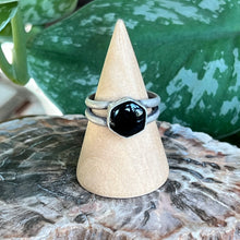 Load image into Gallery viewer, Onyx Hexagon Statement Ring - Size 9.25
