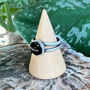 Onyx Hexagon Statement Ring - Size 9.25