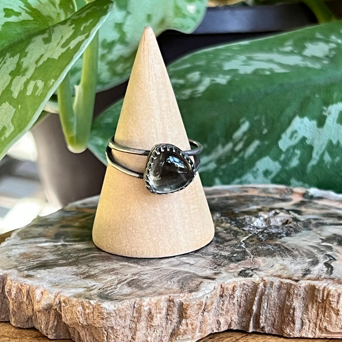 Smoky Quartz Double Band Ring - Size 9.75