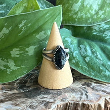 Load image into Gallery viewer, Silver Sheen Obsidian Marquise Statement Ring - Size 9